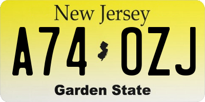 NJ license plate A74OZJ