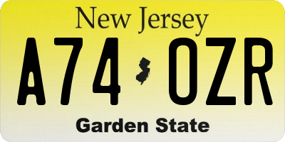 NJ license plate A74OZR