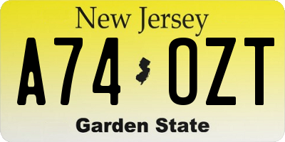 NJ license plate A74OZT