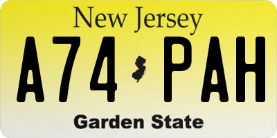 NJ license plate A74PAH