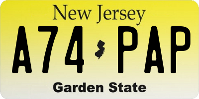 NJ license plate A74PAP