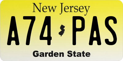NJ license plate A74PAS