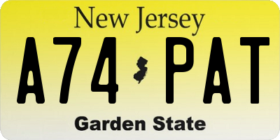 NJ license plate A74PAT
