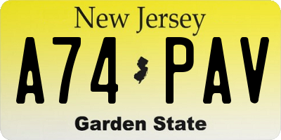 NJ license plate A74PAV