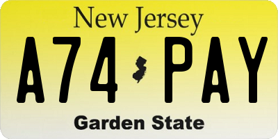 NJ license plate A74PAY