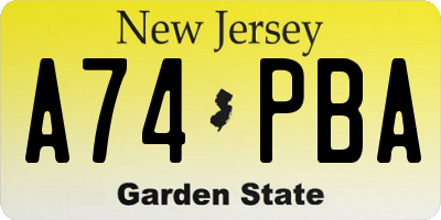 NJ license plate A74PBA