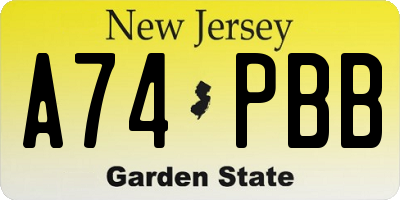 NJ license plate A74PBB