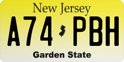 NJ license plate A74PBH