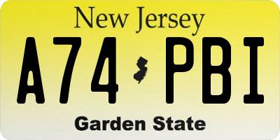 NJ license plate A74PBI