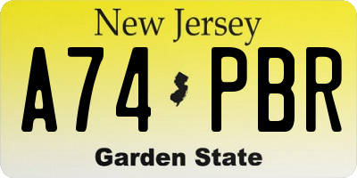NJ license plate A74PBR