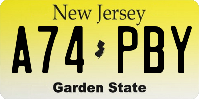 NJ license plate A74PBY