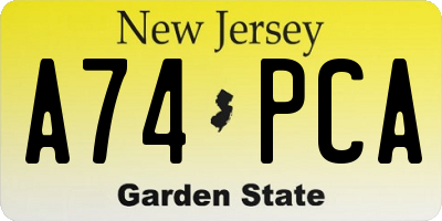 NJ license plate A74PCA