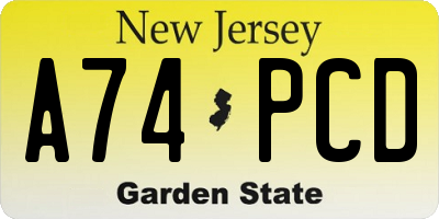 NJ license plate A74PCD