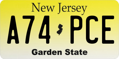 NJ license plate A74PCE