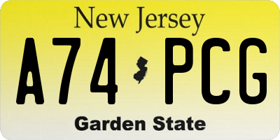 NJ license plate A74PCG
