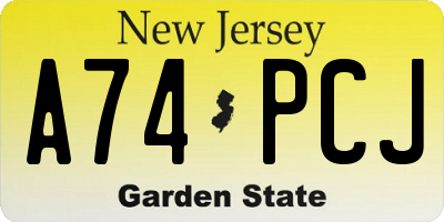 NJ license plate A74PCJ