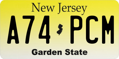 NJ license plate A74PCM