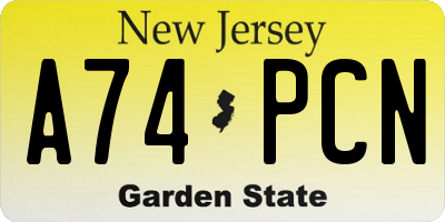 NJ license plate A74PCN