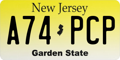 NJ license plate A74PCP