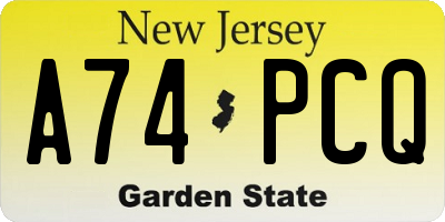NJ license plate A74PCQ