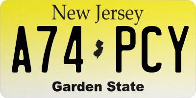 NJ license plate A74PCY