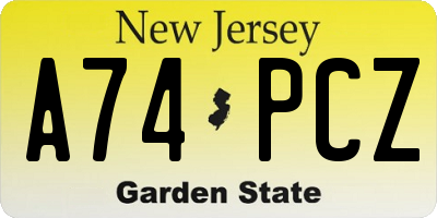 NJ license plate A74PCZ