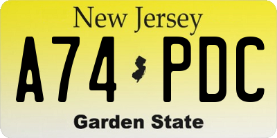NJ license plate A74PDC