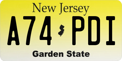 NJ license plate A74PDI