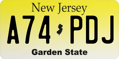 NJ license plate A74PDJ