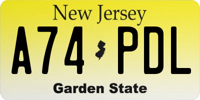 NJ license plate A74PDL