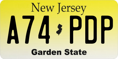 NJ license plate A74PDP