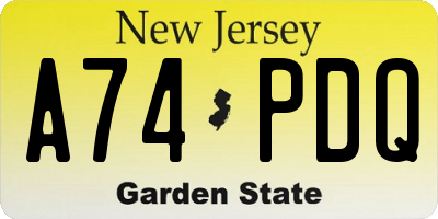 NJ license plate A74PDQ