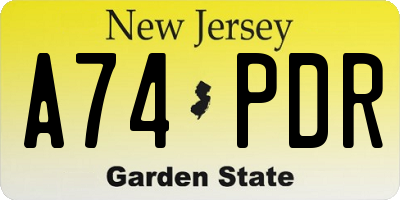 NJ license plate A74PDR