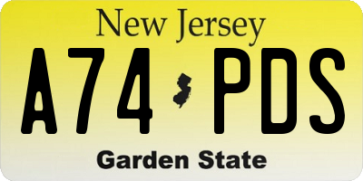 NJ license plate A74PDS