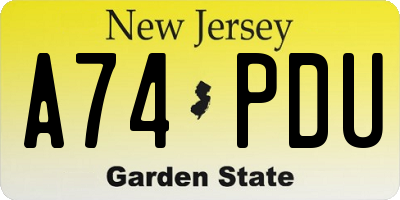 NJ license plate A74PDU