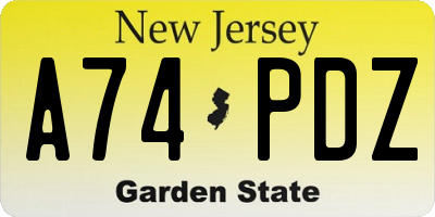 NJ license plate A74PDZ