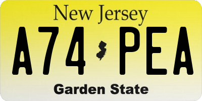 NJ license plate A74PEA