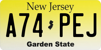 NJ license plate A74PEJ