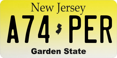 NJ license plate A74PER