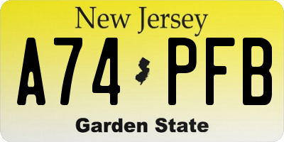 NJ license plate A74PFB
