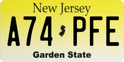 NJ license plate A74PFE