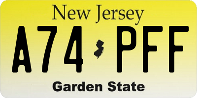 NJ license plate A74PFF
