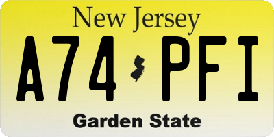 NJ license plate A74PFI