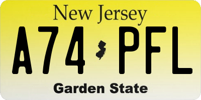 NJ license plate A74PFL