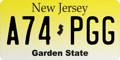 NJ license plate A74PGG