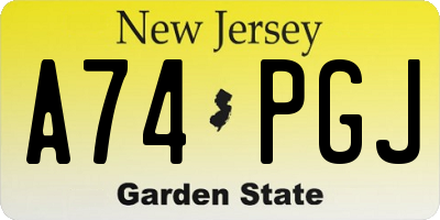 NJ license plate A74PGJ