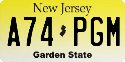NJ license plate A74PGM