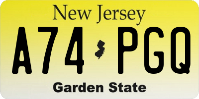 NJ license plate A74PGQ