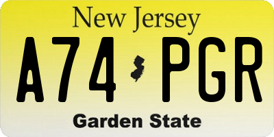 NJ license plate A74PGR