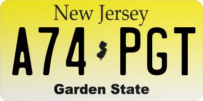NJ license plate A74PGT